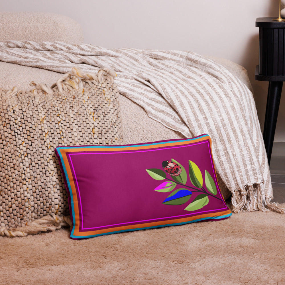 Colorful Ladybug Premium Pillow 12"x20"