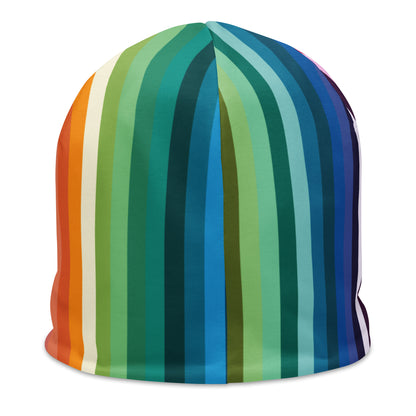 Rainbow Stripes All-Over Print Beanie