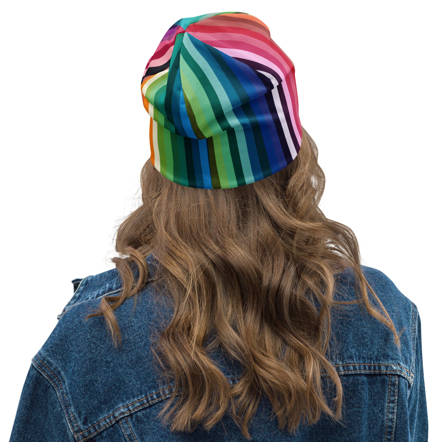 Rainbow Stripes All-Over Print Beanie