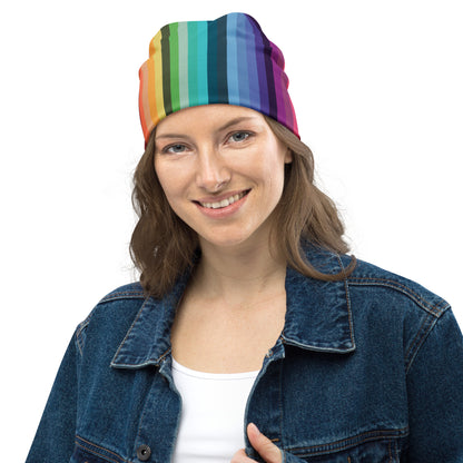 Rainbow Stripes All-Over Print Beanie