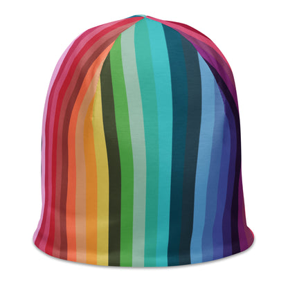 Rainbow Stripes All-Over Print Beanie