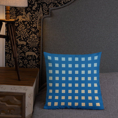 Blue Gradient Squares Premium Pillow