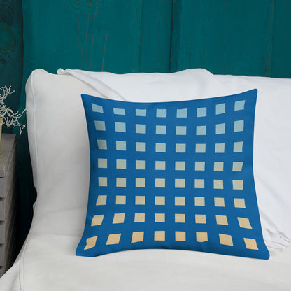 Blue Gradient Squares Premium Pillow