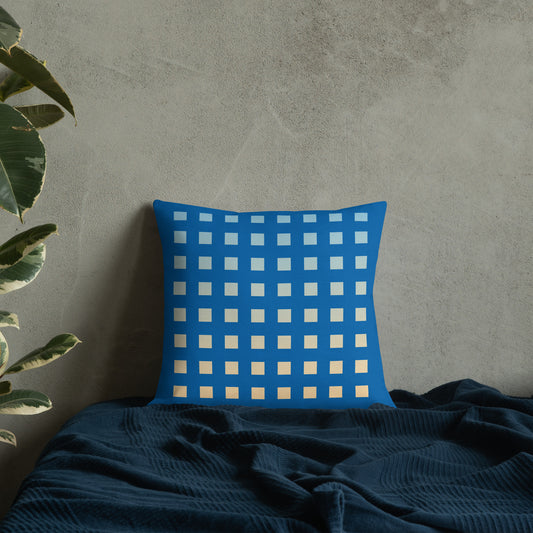 Blue Gradient Squares Premium Pillow