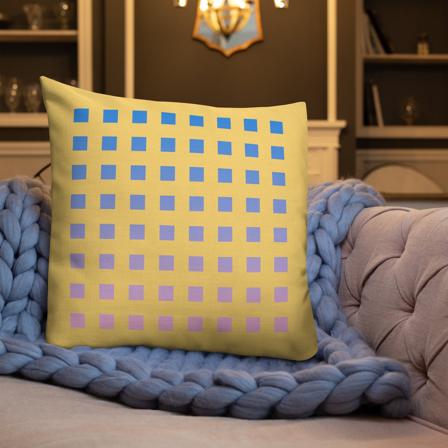 Yellow Gradient Squares Premium Pillow