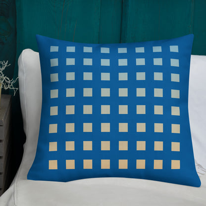 Blue Gradient Squares Premium Pillow