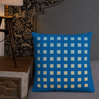 Blue Gradient Squares Premium Pillow