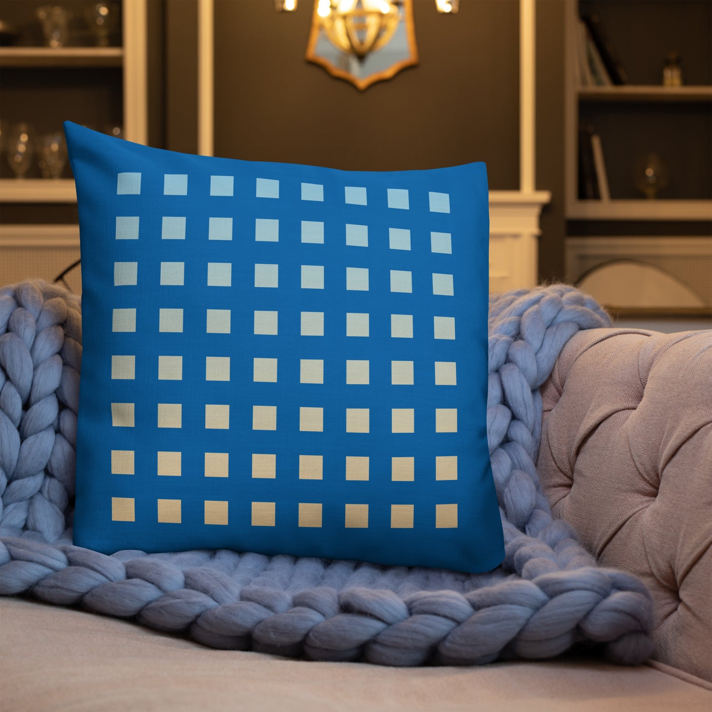 Blue Gradient Squares Premium Pillow