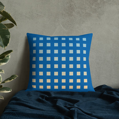 Blue Gradient Squares Premium Pillow