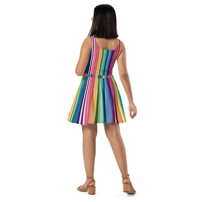 Rainbow Stripes Skater Dress