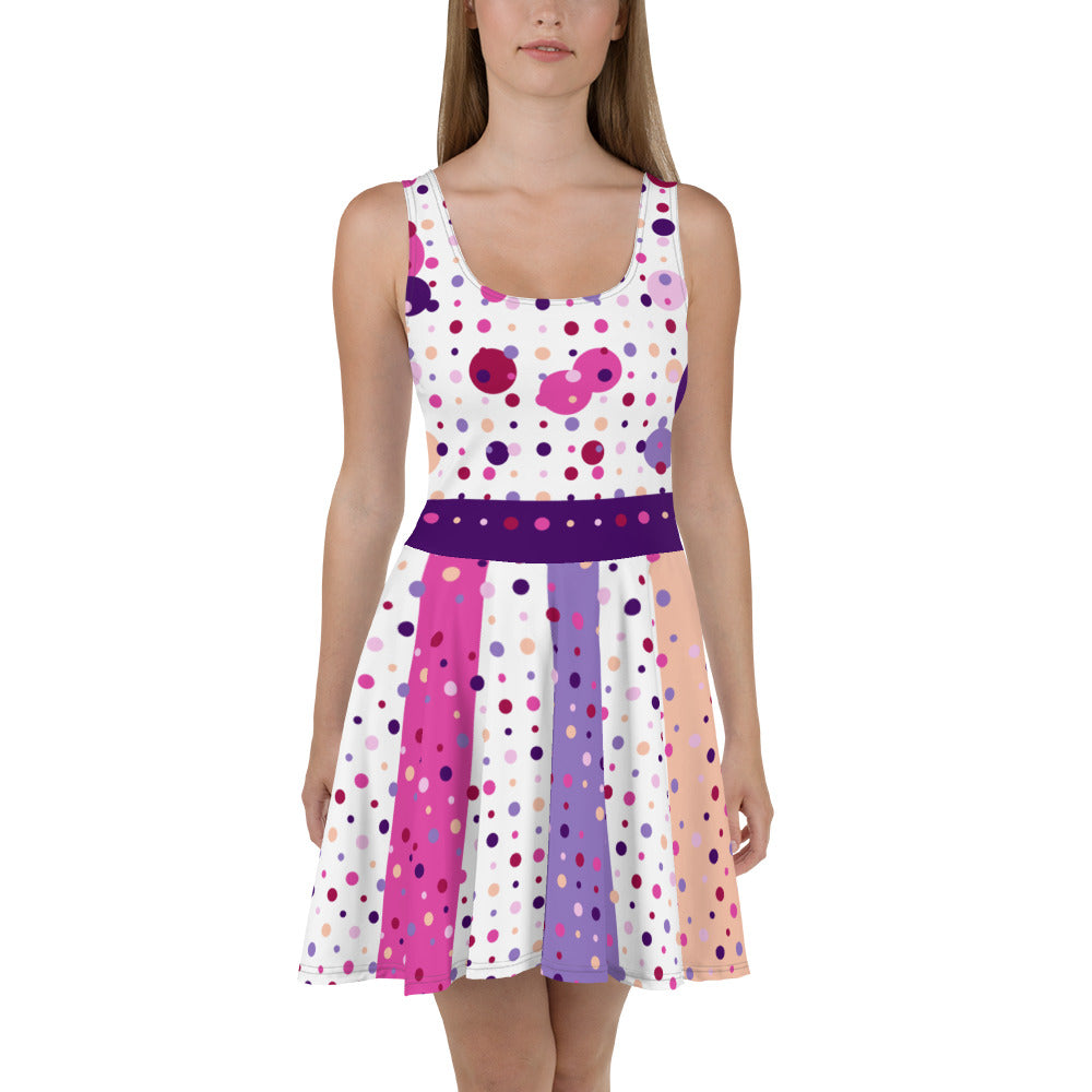 Color Dots & Stripes Skater Dress