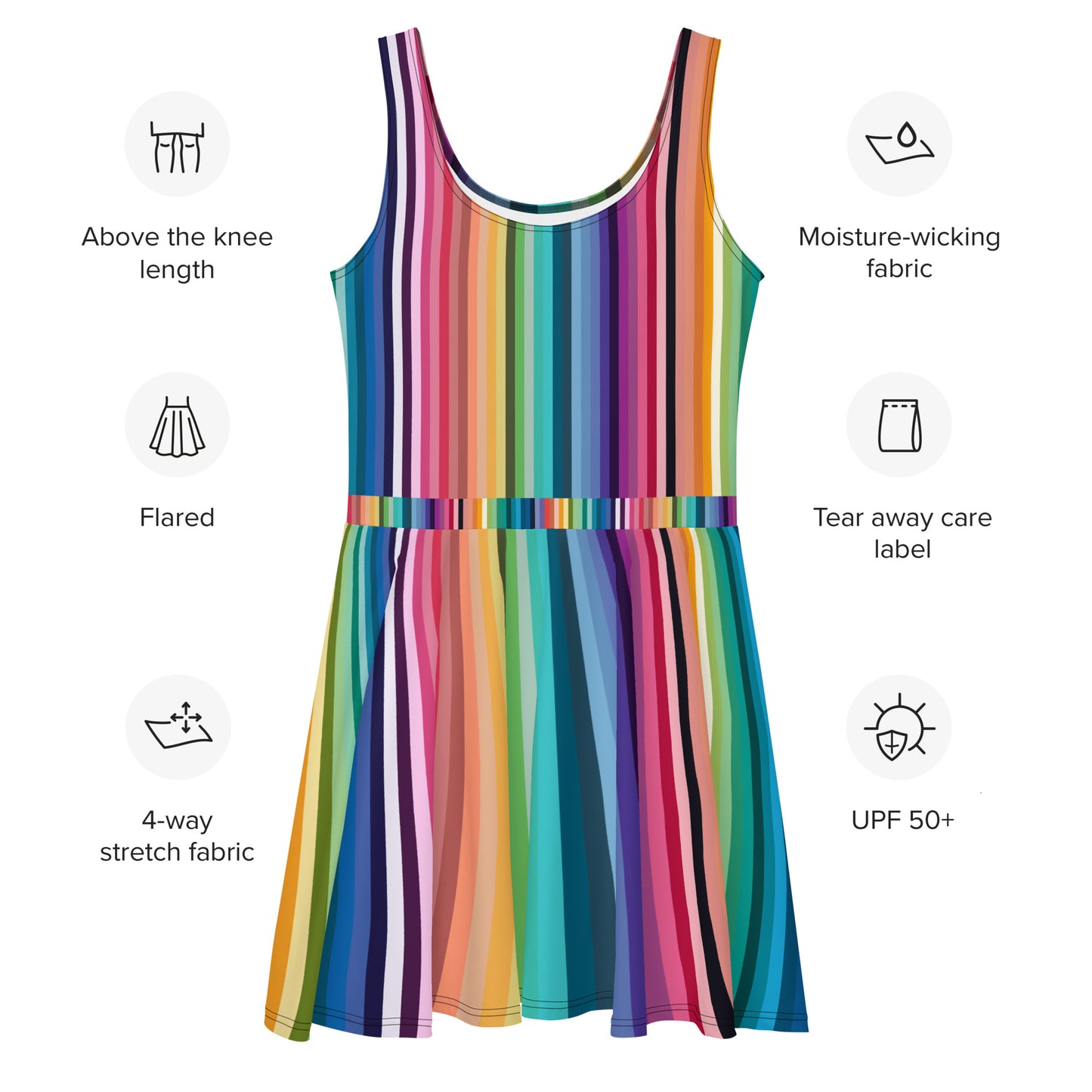 Rainbow Stripes Skater Dress