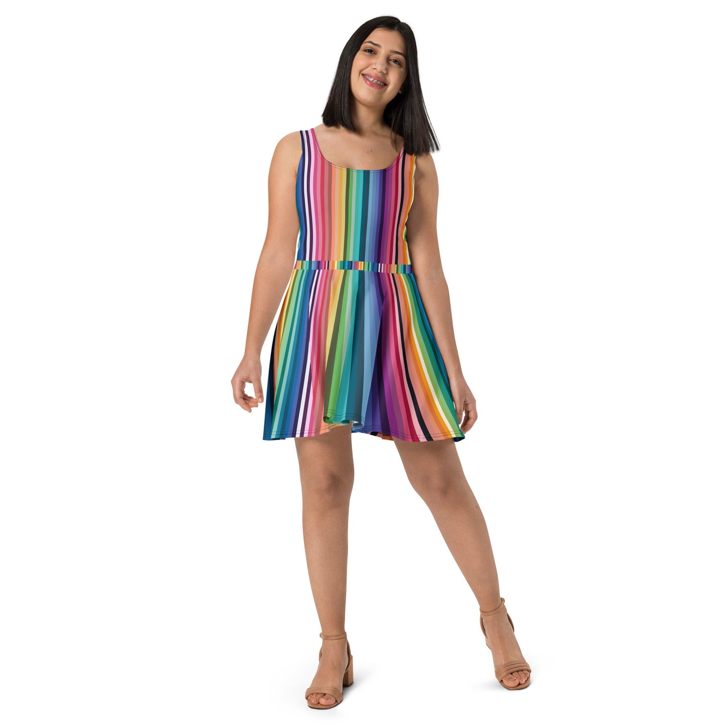 Rainbow Stripes Skater Dress