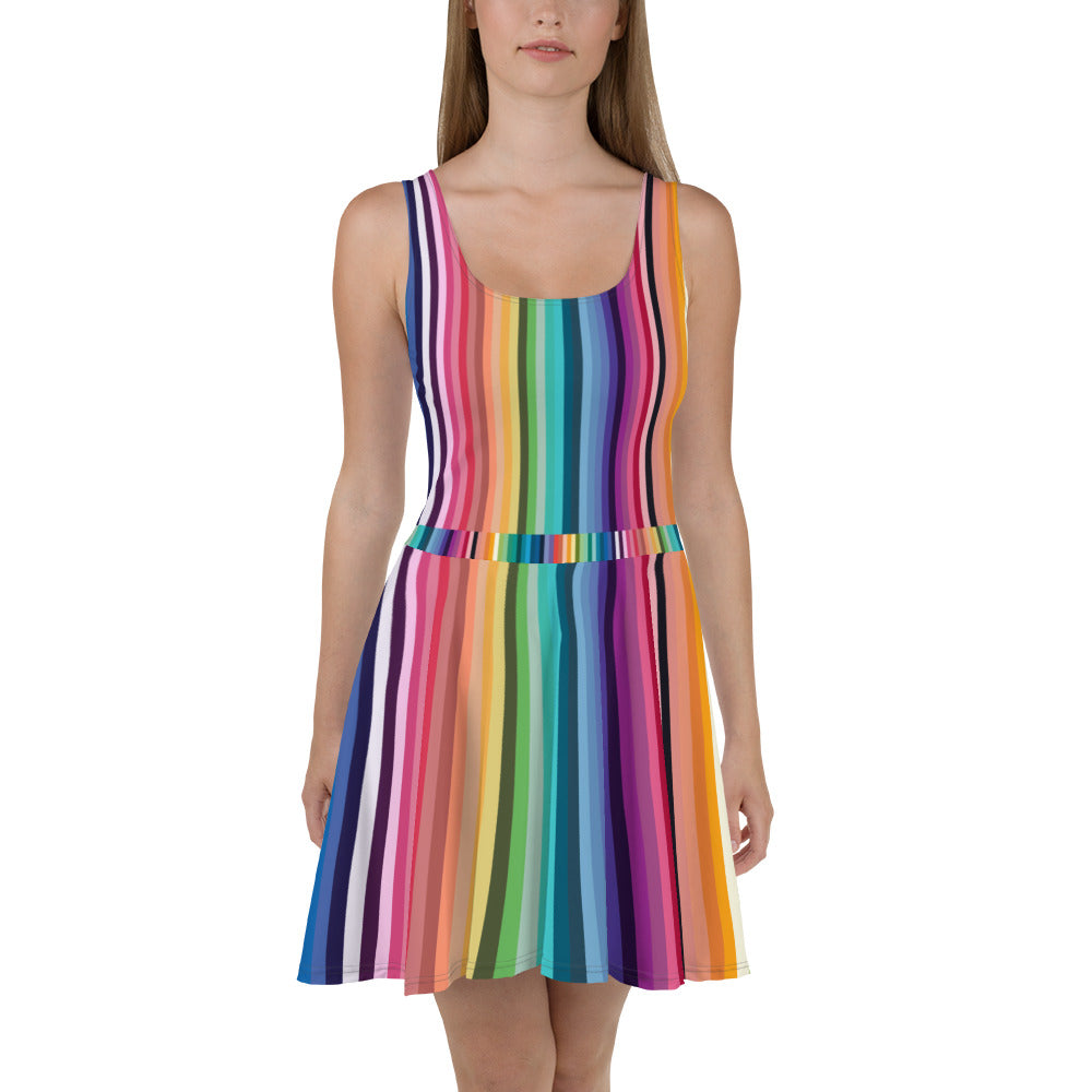 Rainbow Stripes Skater Dress