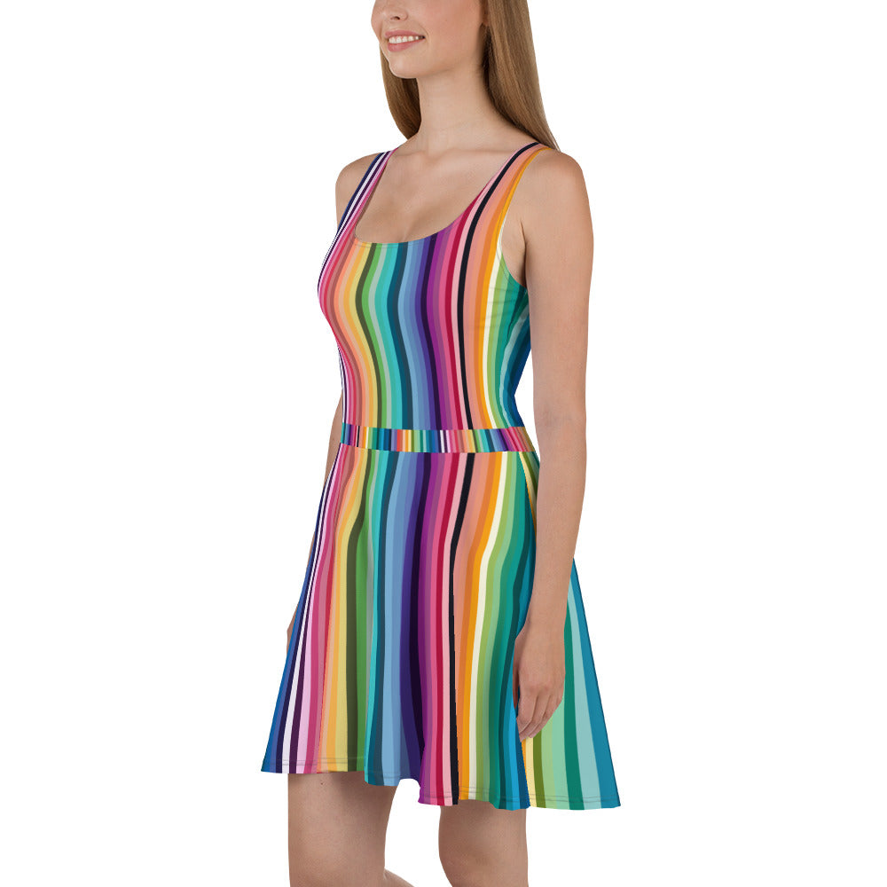 Rainbow Stripes Skater Dress