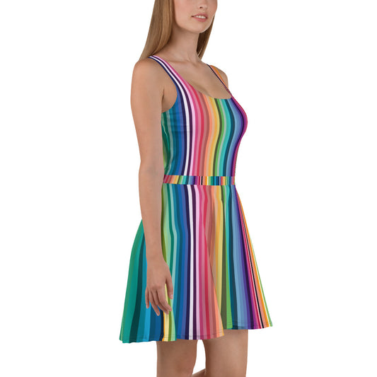 Rainbow Stripes Skater Dress