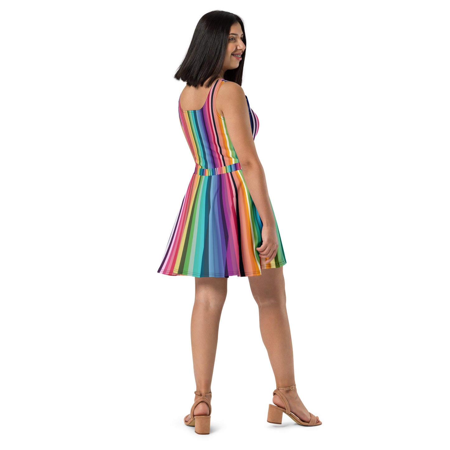 Rainbow Stripes Skater Dress