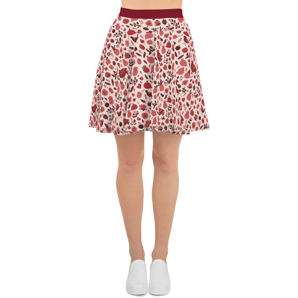 Tropical Bird & Fruits Skater Skirt