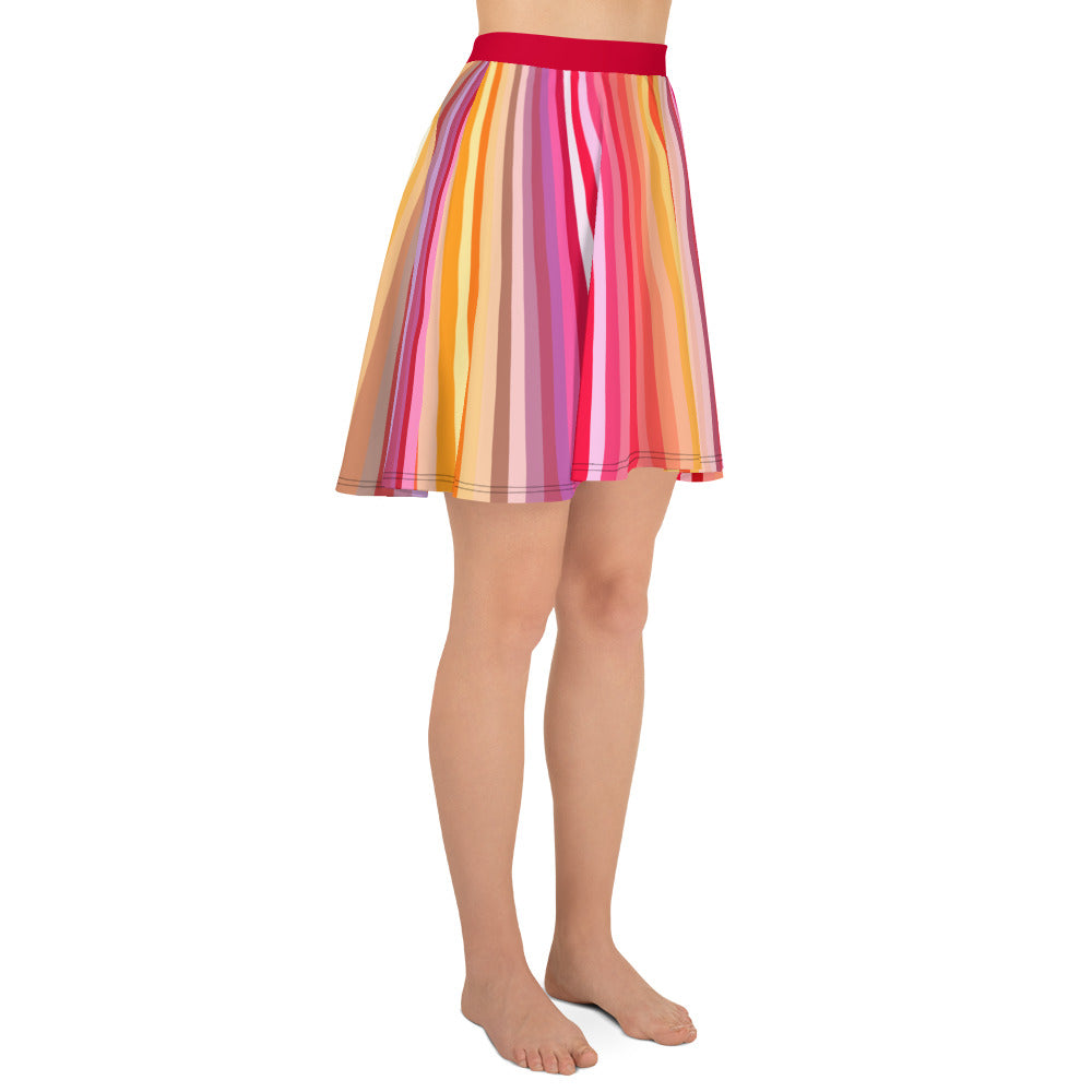 Garnet Stripes Skater Skirt