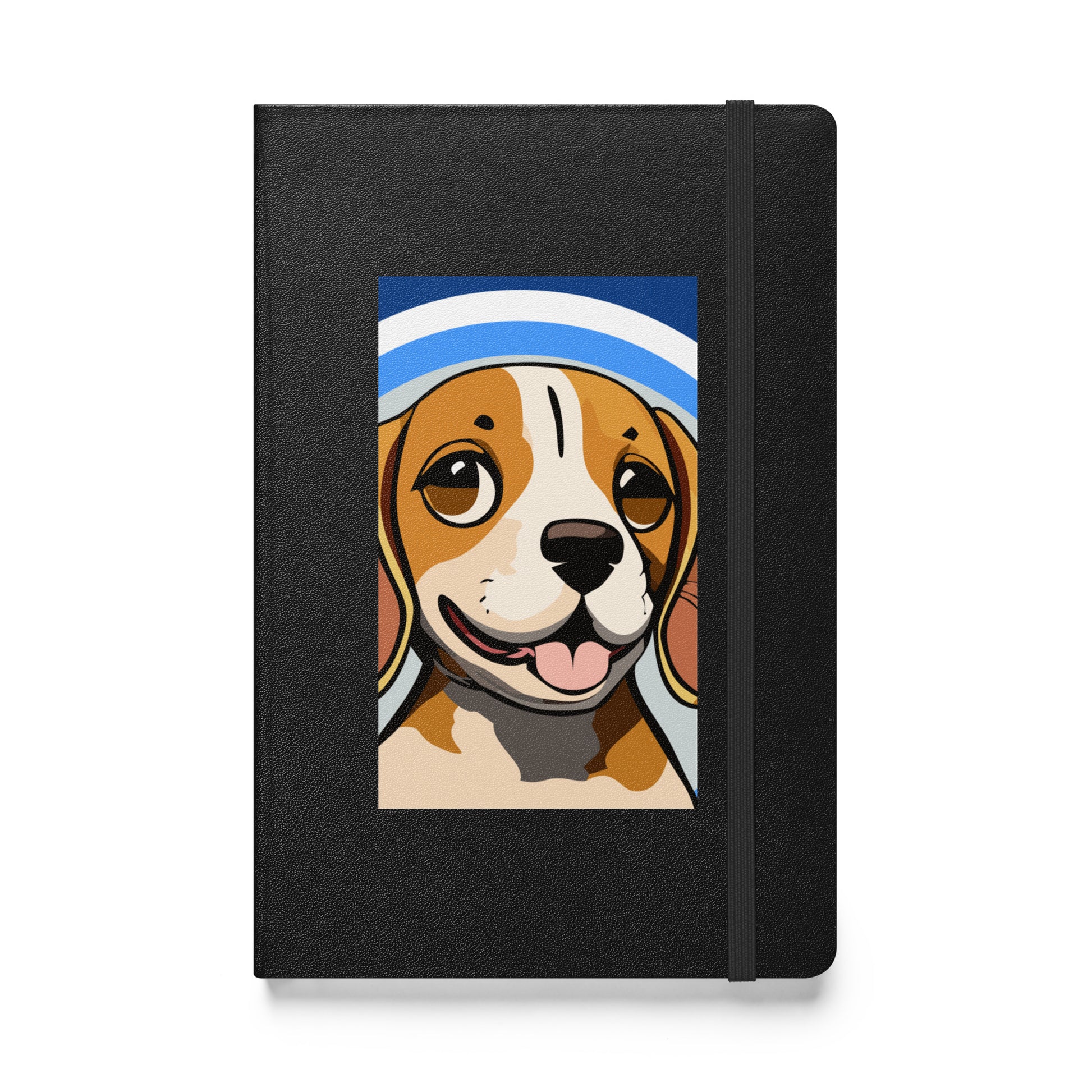 Hardcover notebook in black color, with cute beagle on cover