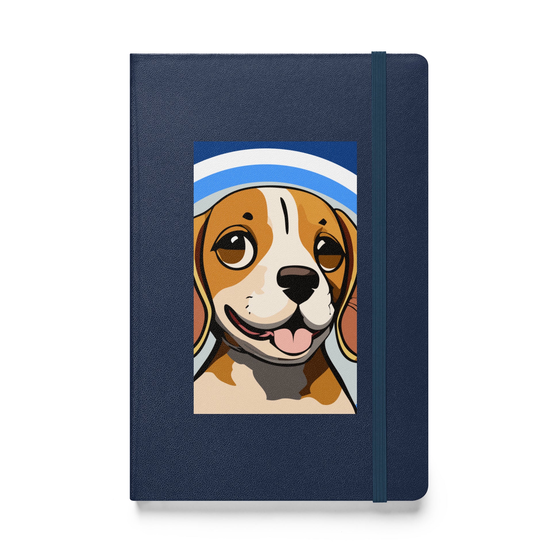 Hardcover notebook in navy color, with cute beagle on cover