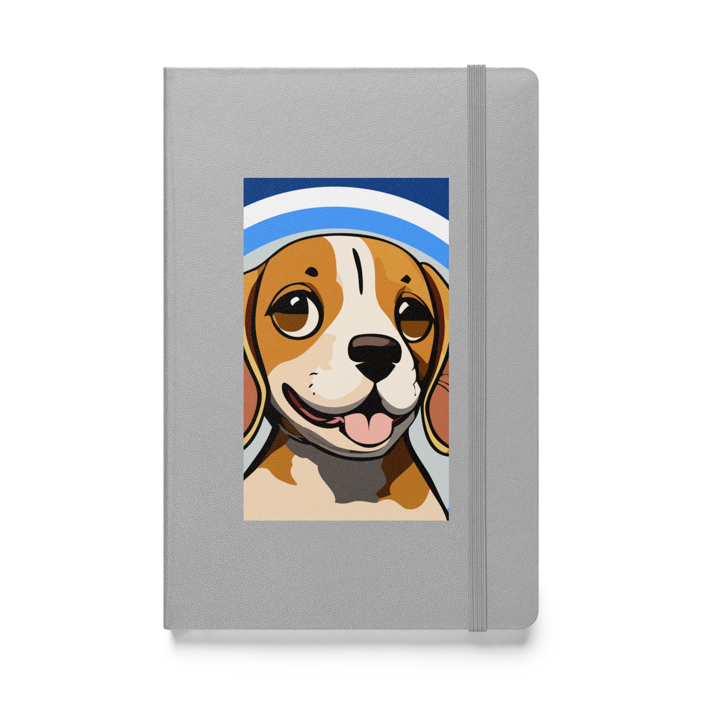 Hardcover notebook in silver color, with cute beagle on cover