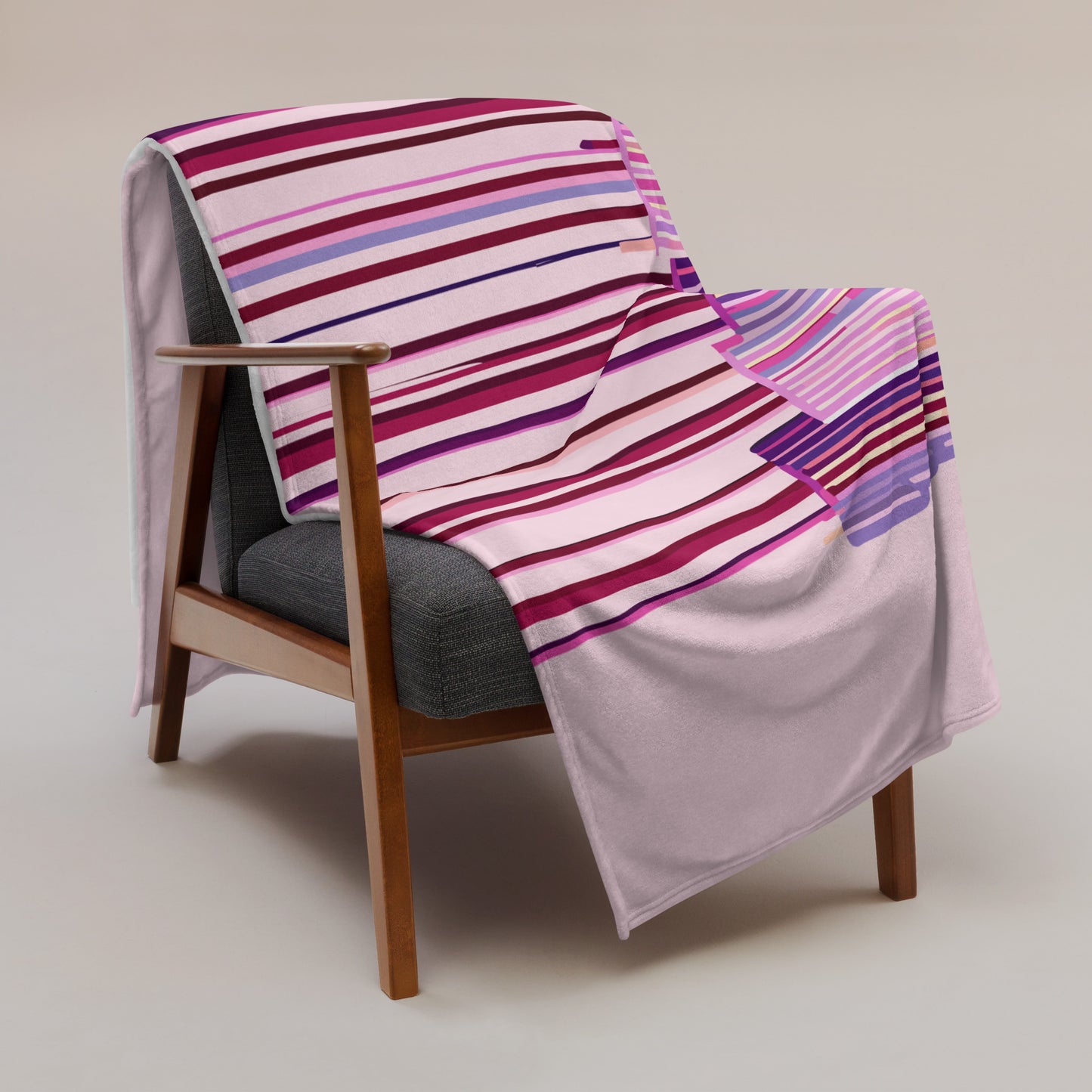 Soft silky blanket in pink with cool popcicle forest design in various berry colors, 60in x 80in
